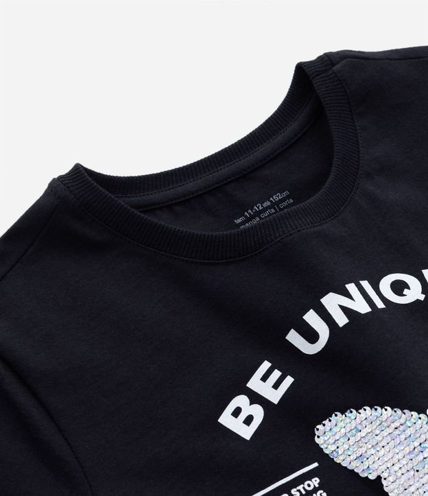 Remera Corta Infantil con Bordado de Mariposa en Lentejuelas - Talle 5 a 14 años 3