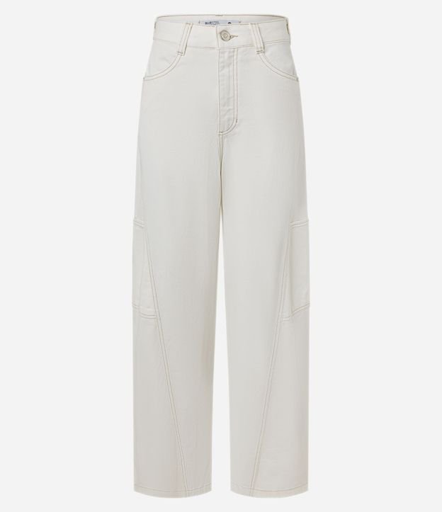 Pantalón WIde Leg Cintura Alta en Sarga con Recorte Transversal 5
