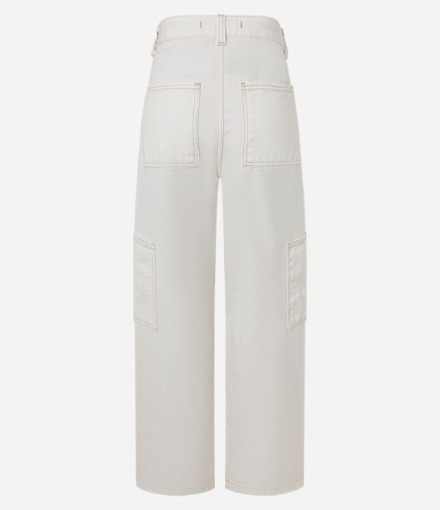 Pantalón WIde Leg Cintura Alta en Sarga con Recorte Transversal 6