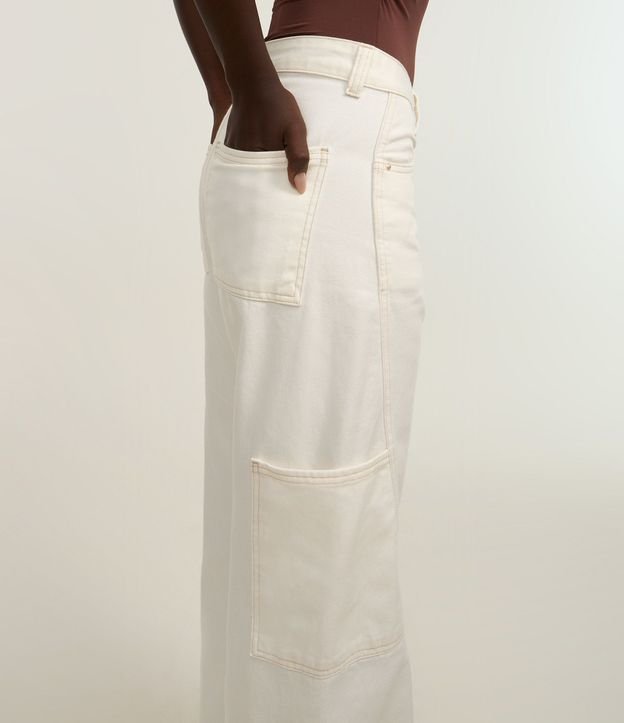 Pantalón WIde Leg Cintura Alta en Sarga con Recorte Transversal 4