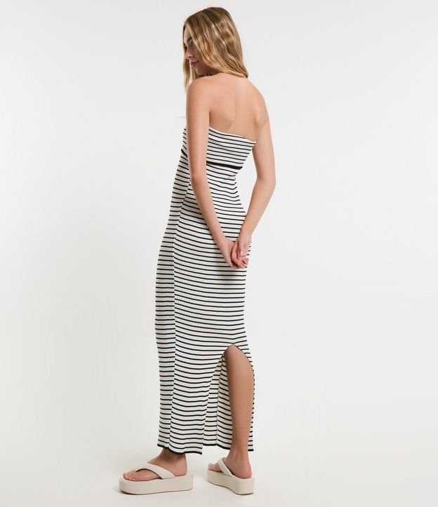 Vestido New Midi en Punto Rayado y Canesú Plegado 4