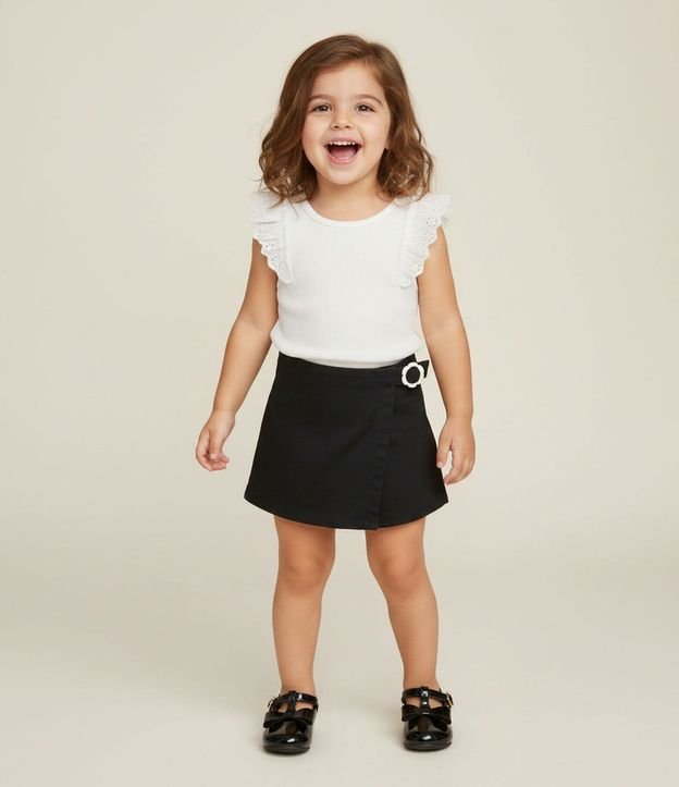 Musculosa Infantil en Rib con Volado en Broderie - Talle 1 a 5 años