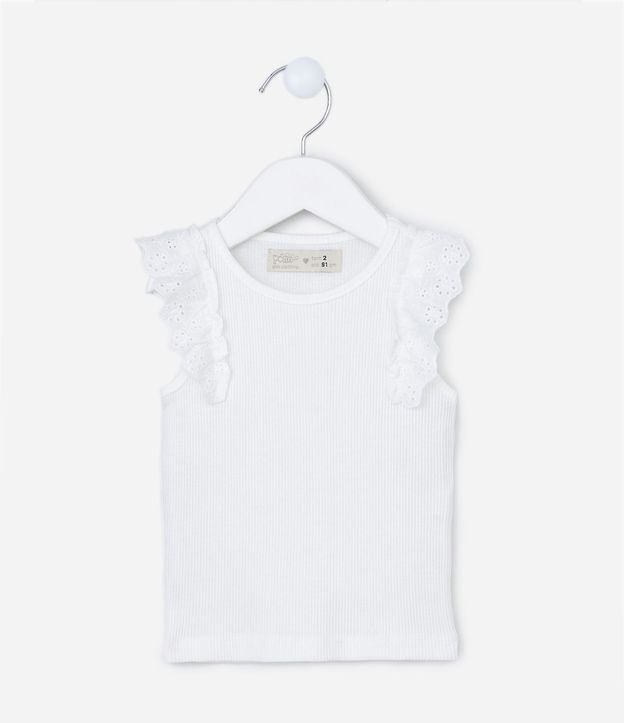 Musculosa Infantil en Rib con Volado en Broderie - Talle 1 a 5 años 3