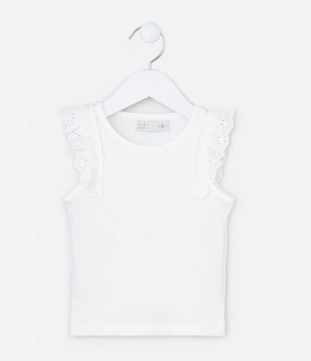 Musculosa Infantil en Rib con Volado en Broderie - Talle 1 a 5 años 2