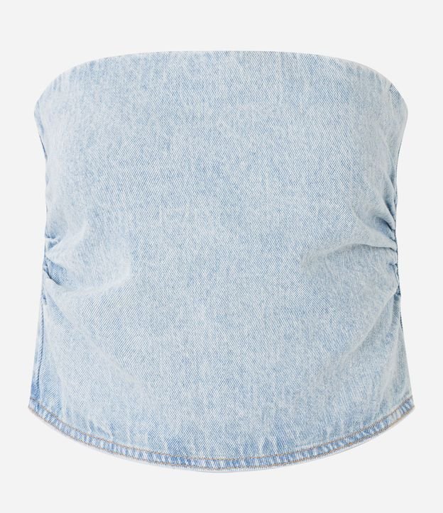 Top sin Breteles en Jeans Delavé