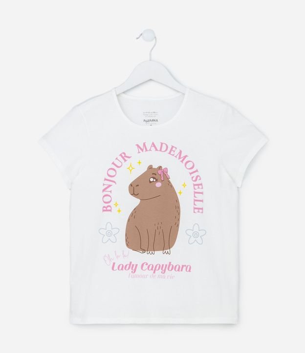 Remera Evasê Infantil con Estampado de Lady Capybara - Talle 5 a 14 años 2