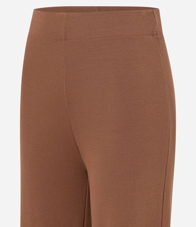 Pantalón Pantalona en Rib con Textura Acanalada y Cintura Elástica