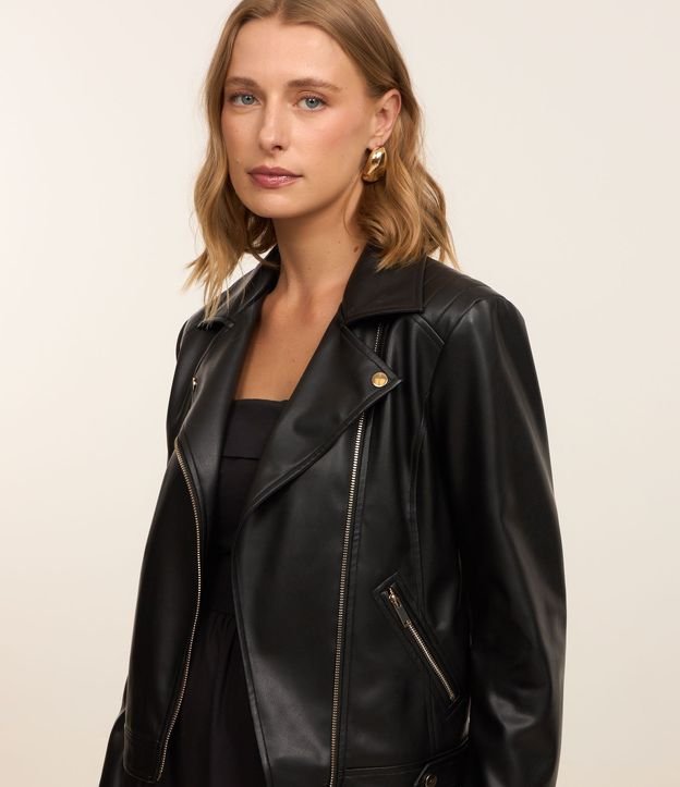 Campera Biker en PU con Punto Roma en la Manga 5