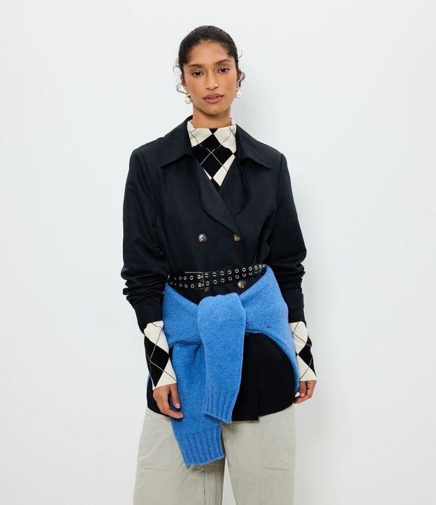 Buzo Trench Coat Alfaiatado con Detalles Acetinados