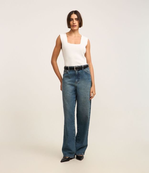 Blusa en Punto con Escote Cuadrado y Bretel Ancho 2