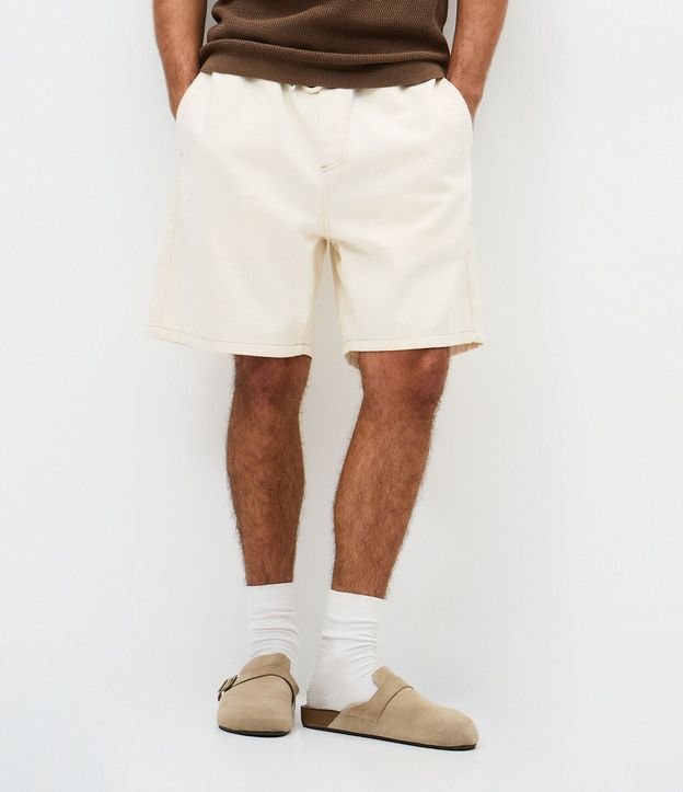 Bermuda Jeans con Cintura Elástica Bolsillos y Tag Aplicado 3