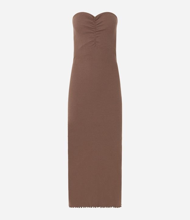 Vestido New Midi en Rib sin Breteles con Drapeado