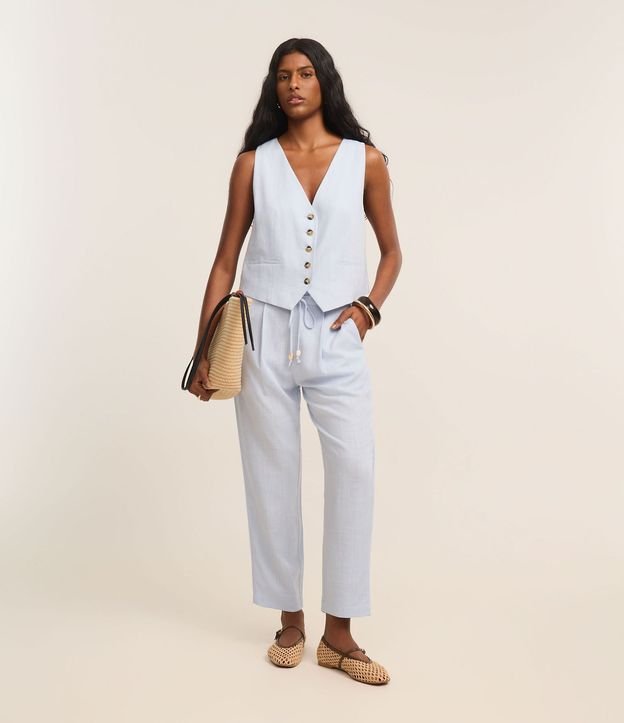 Pantalón Fluído en Viscolino con Cintura Elástica y Lazo 2