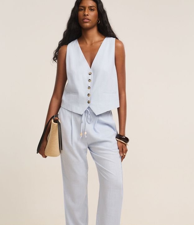 Pantalón Fluído en Viscolino con Cintura Elástica y Lazo 3