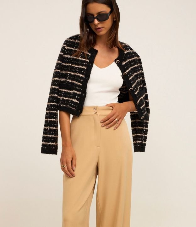 Pantalón Wide Leg Sastrería Tiro Alto con Botones Dobles 2