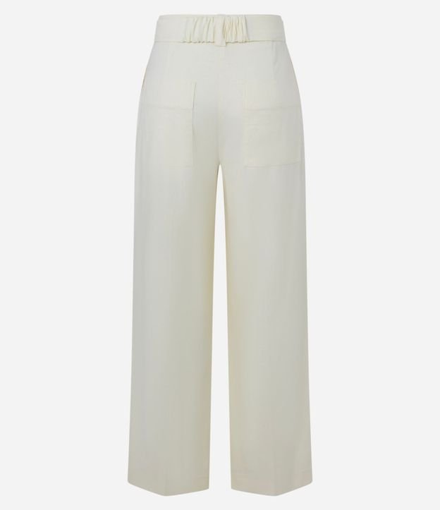 Pantalón Wide Leg en Viscolino con Tiro Alto y Cinturón con Hebilla de Metal 6