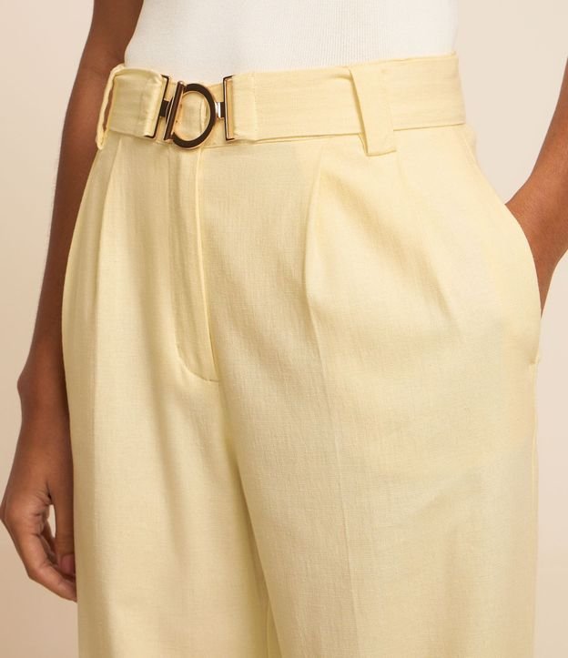 Pantalón Wide Leg en Viscolino con Tiro Alto y Cinturón con Hebilla de Metal 4