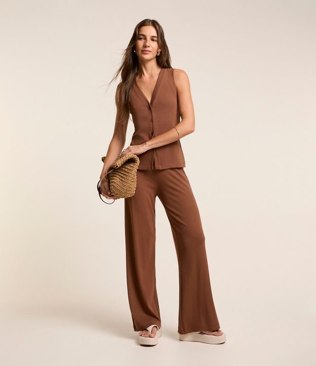 Blusa Chaleco en Rib con Abotonado Delantero
