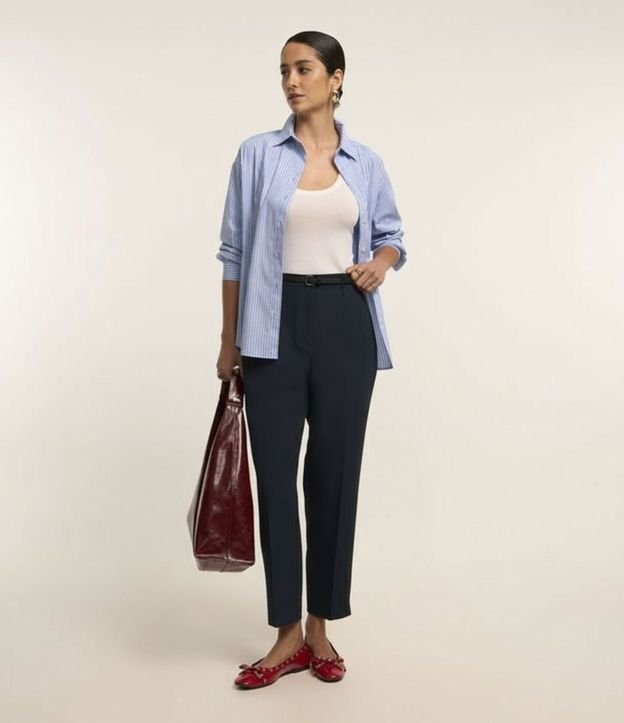 Pantalón Zanahoria Sastrería con Cinturón Hebilla