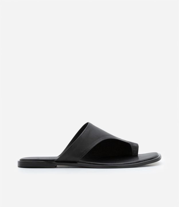 Sandalia Plana Mule en Cuero con Parte Superior Ancha