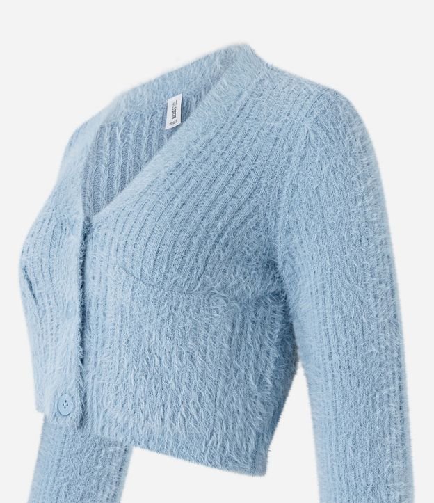 Cardigan Cropped en Punto con Pelito y Bolsillos 7