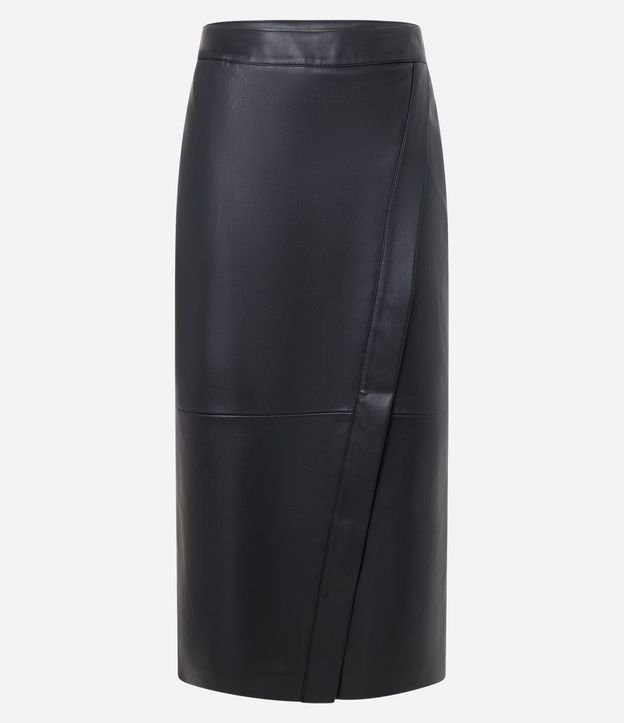 Pollera Reta Midi en PU con Traspase Sobre 5