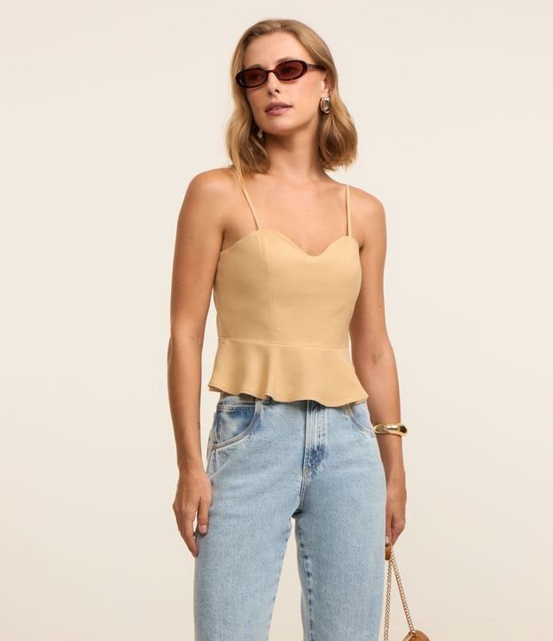 Blusa Corset en Crepé con Volado Peplum