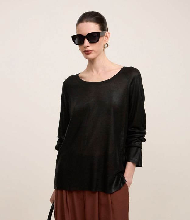 Blusa en Punto con Sisa Raglán y Foil