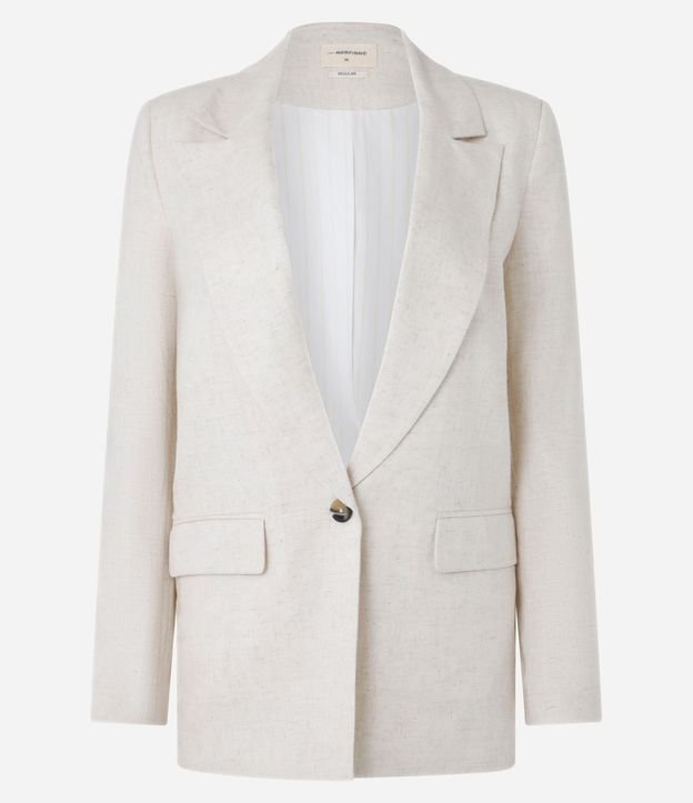 Blazer en Viscolino con Lapelas y Botón Único