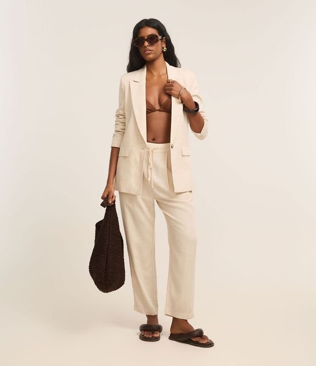 Blazer en Viscolino con Lapelas y Botón Único 3