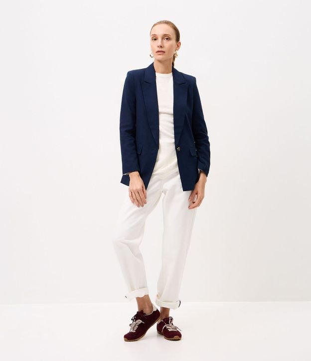 Blazer en Viscolino con Lapelas y Botón Único 2