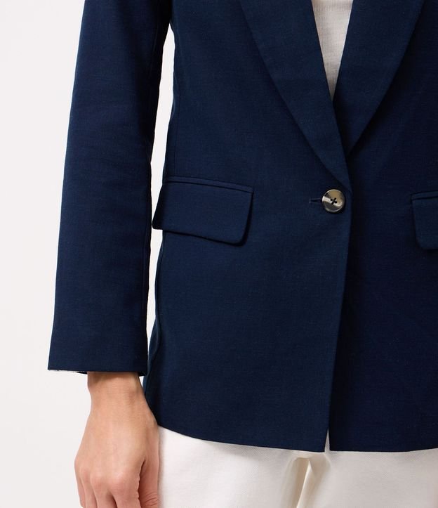 Blazer en Viscolino con Lapelas y Botón Único 4
