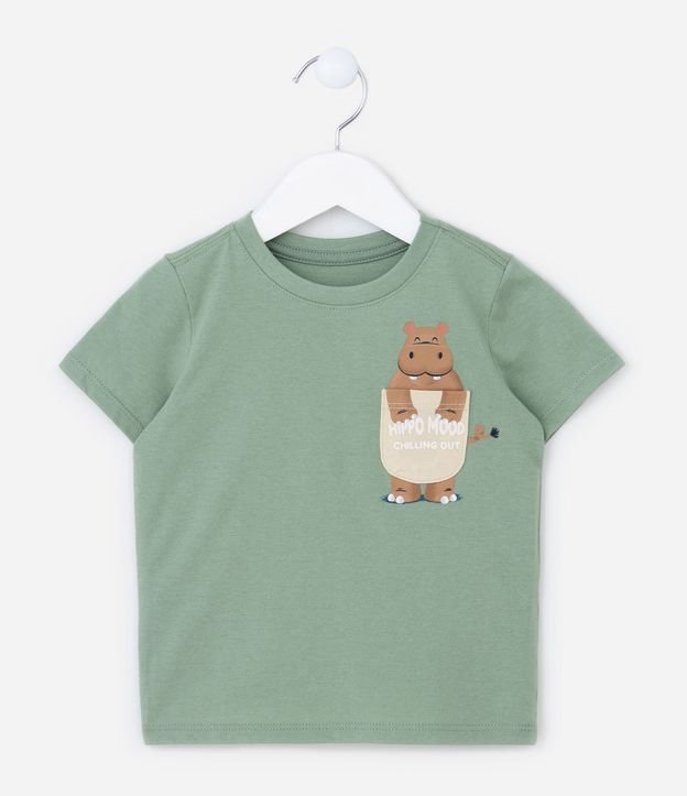 Remera Comfort Infantil con Bolsillo Estampado de Hipopótamo - Talle 1 a 5 años 2