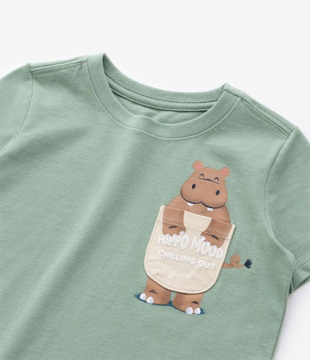 Remera Comfort Infantil con Bolsillo Estampado de Hipopótamo - Talle 1 a 5 años 5