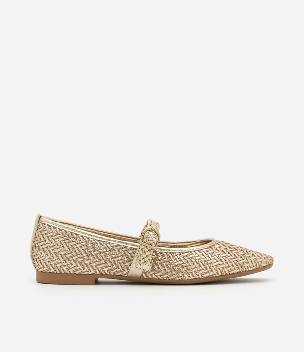 Zapatilla Metalizada con Textura Trenzada y Tira con Hebilla