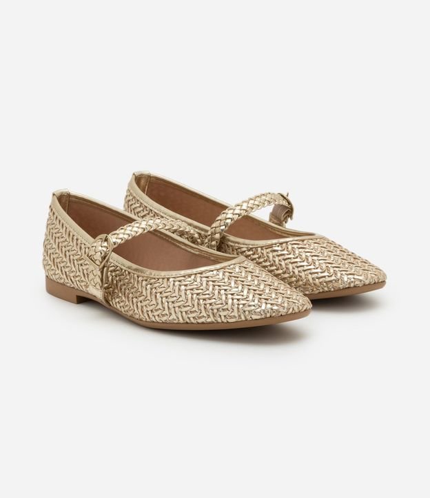Zapatilla Metalizada con Textura Trenzada y Tira con Hebilla 2