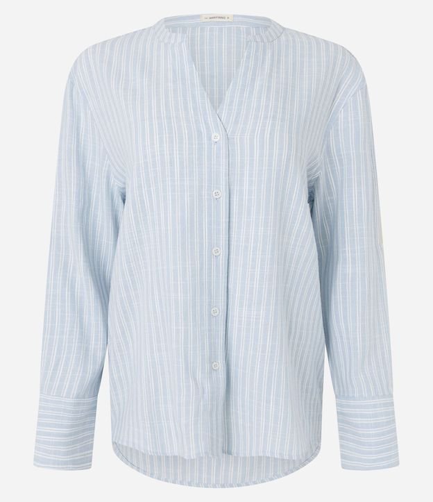 Camisa en Viscolino Rayada con Cuello Padre 5