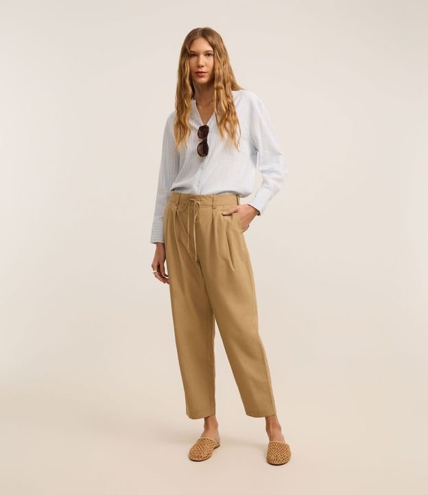 Camisa en Viscolino Rayada con Cuello Padre 2