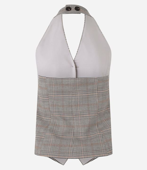Chaleco Sastrería Estampado de Cuadros con Botones Delanteros y Espalda Abierta 6