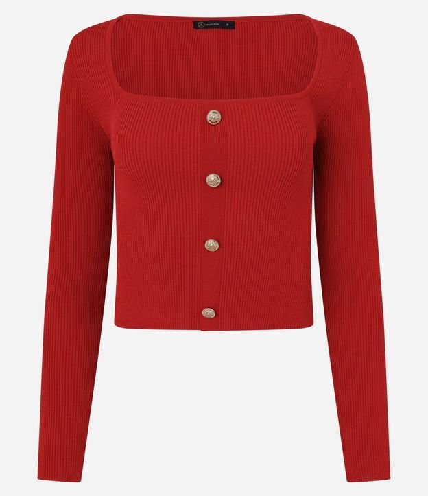 Blusa Cropped de Punto con Botones