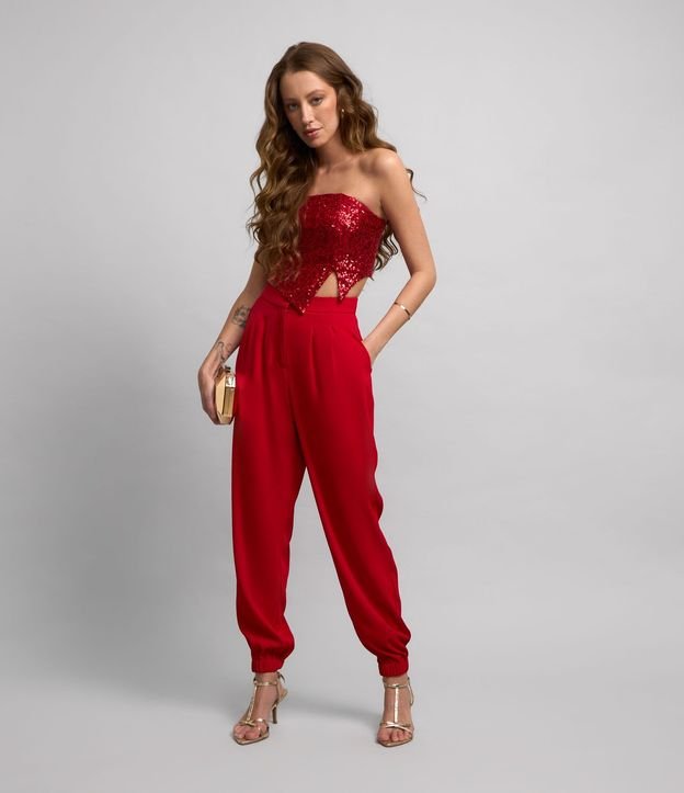Pantalón Jogger en Crepé con Pliegues