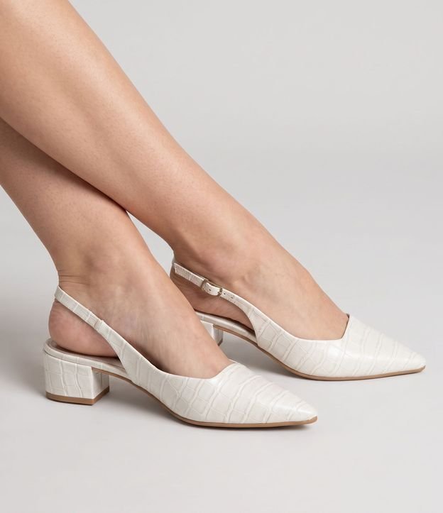 Tacones Slingback en PU con Textura Crocco