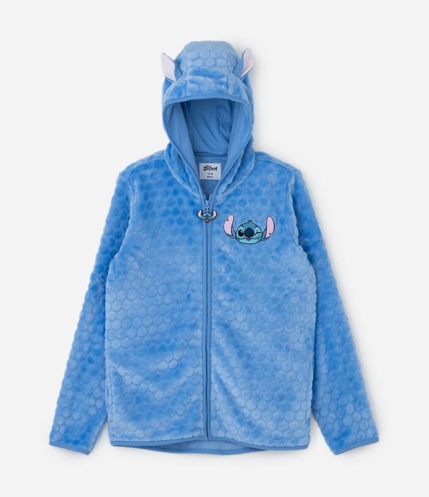 Campera Infantil en Fleece con Bordado Stitch y Capucha con Orejitas - Talle 5 a 14 años 1