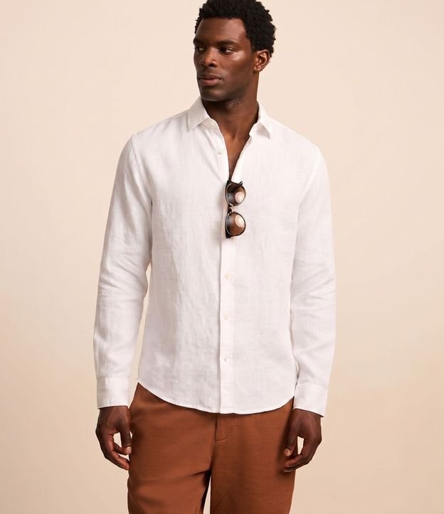 Camisa Comfort en Lino y Cuello con Solapa