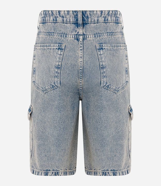 Bermuda Baggy en Jeans Dirty Washed con Bolsillo Cargo 2