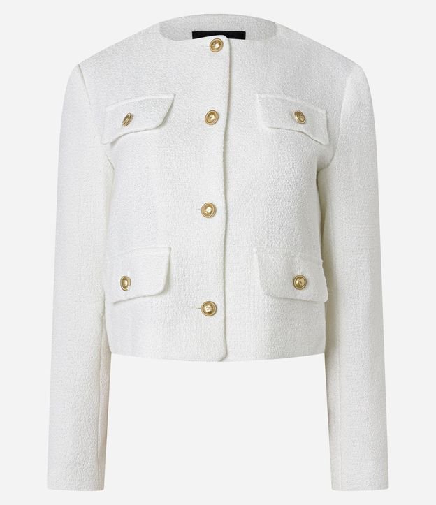 Chaqueta Tweed con Botones Metalizados y Solapas 5