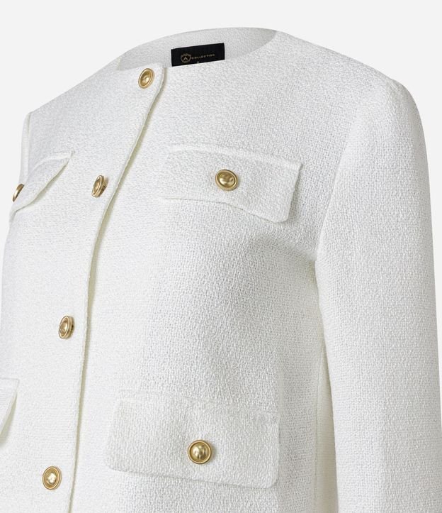 Chaqueta Tweed con Botones Metalizados y Solapas 6