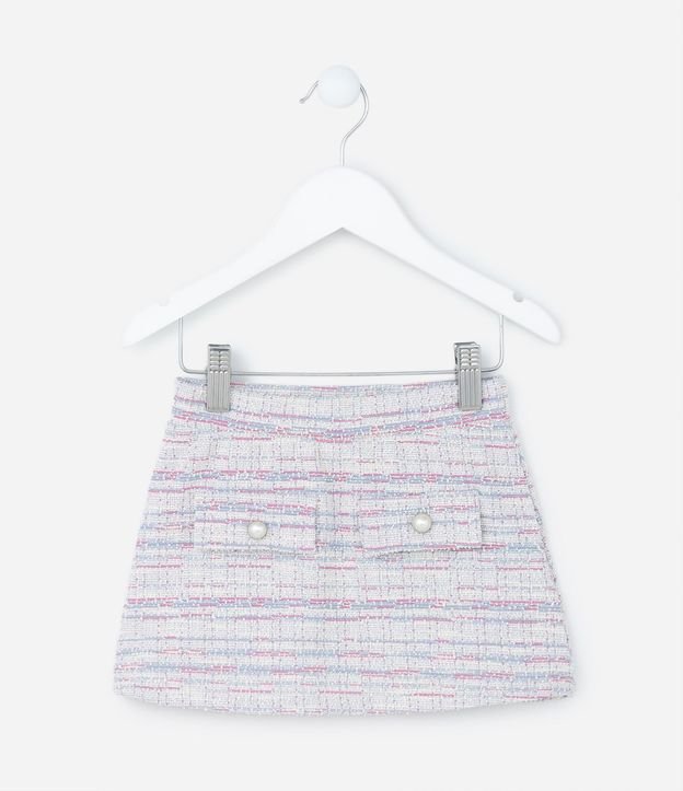Pollera Infantil en Tweed con Lapelas y Botones - Talle 1 a 5 años