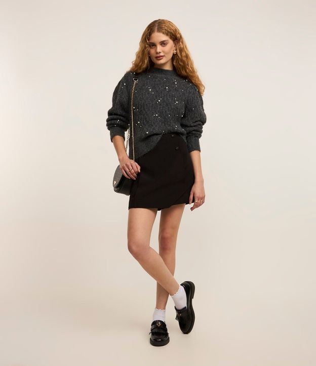 Buzo en Tricot Texturizada con Perlas