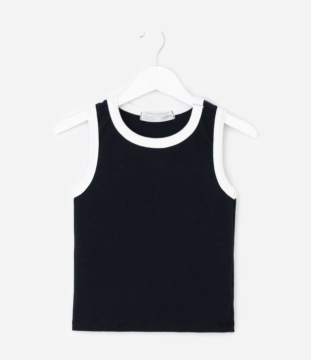 Musculosa Cropped Acanalada Infantil con Bies Contrastante - Talle 5 a 14 años 2
